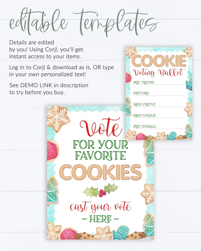 Christmas Cookie Voting Ballot and Sign Decorating Party | Etsy