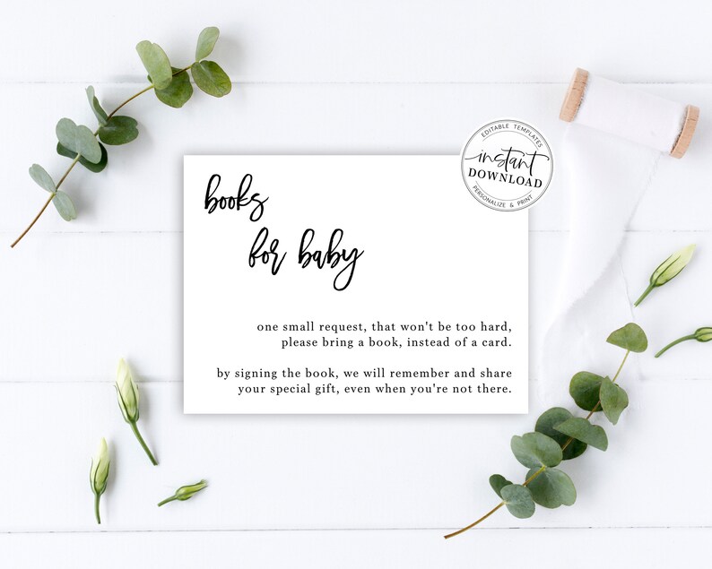 books-for-baby-card-editable-template-simple-minimal-black-etsy