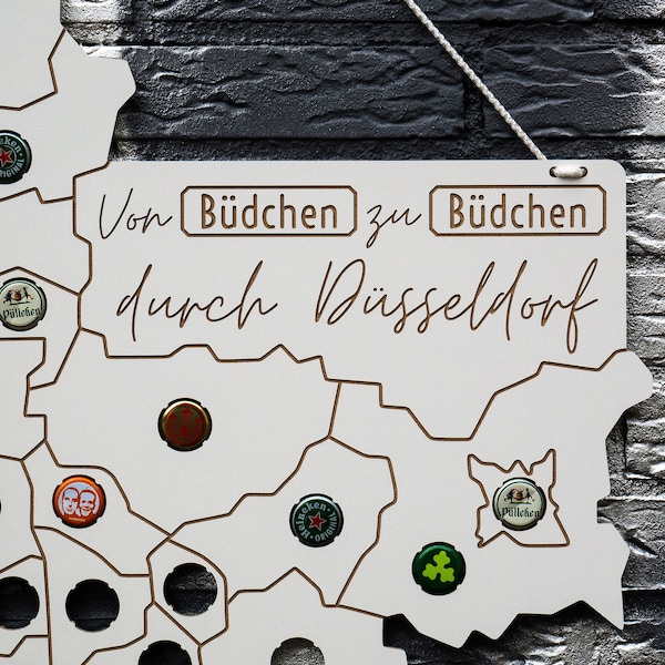 Stadtkarte Düsseldorf Büdchen-Tour Kronkorken Bierkarte Geschenkidee