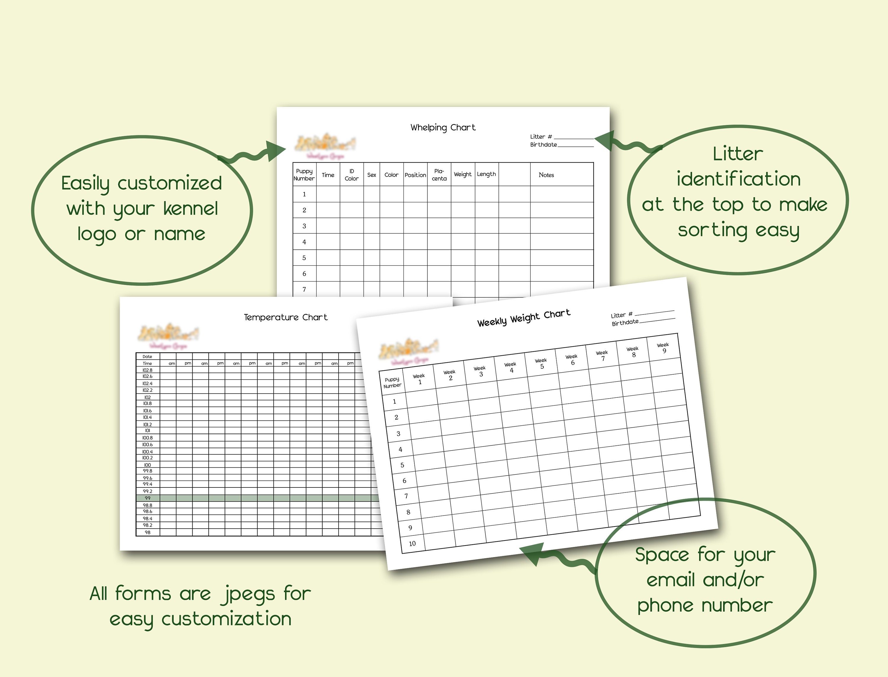 Dog Breeder Forms Litter Record Download &amp; Print | Etsy