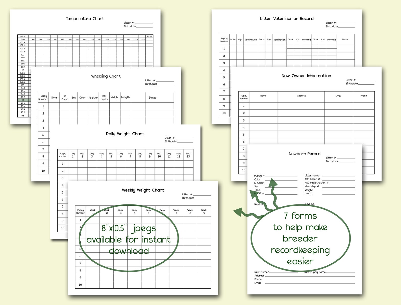 Dog Breeder Forms Litter Record Download Print Etsy dog-breeder-forms-litter-record-download-print-etsy