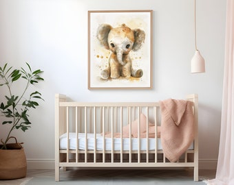 Lindo cartel de animal elefante bebé para guardería o habitación infantil