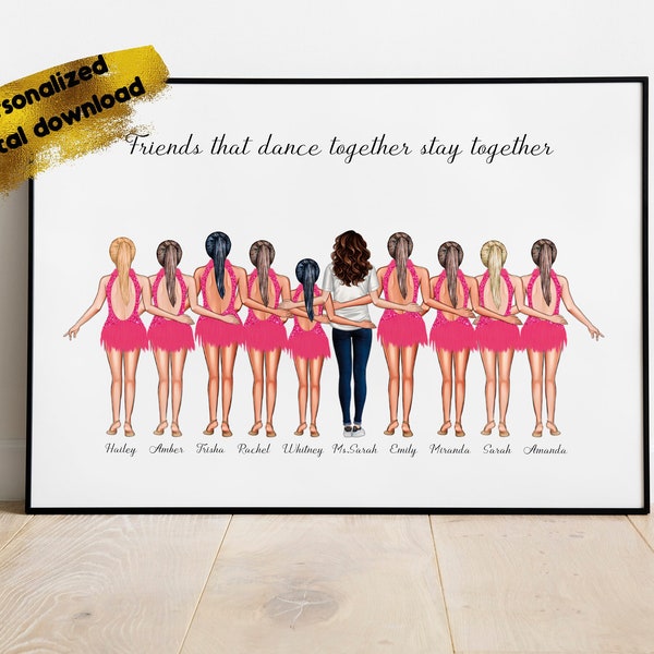 Dance teacher gift, Custom uniform, Dance team print, Coach gift, Dance group gift, Competition gift, Dancing team, Dance friends, Senior