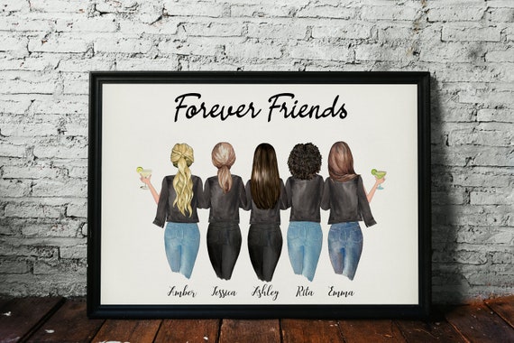 Best friends portrait 56 friends portrait print Coworker - Etsy 日本