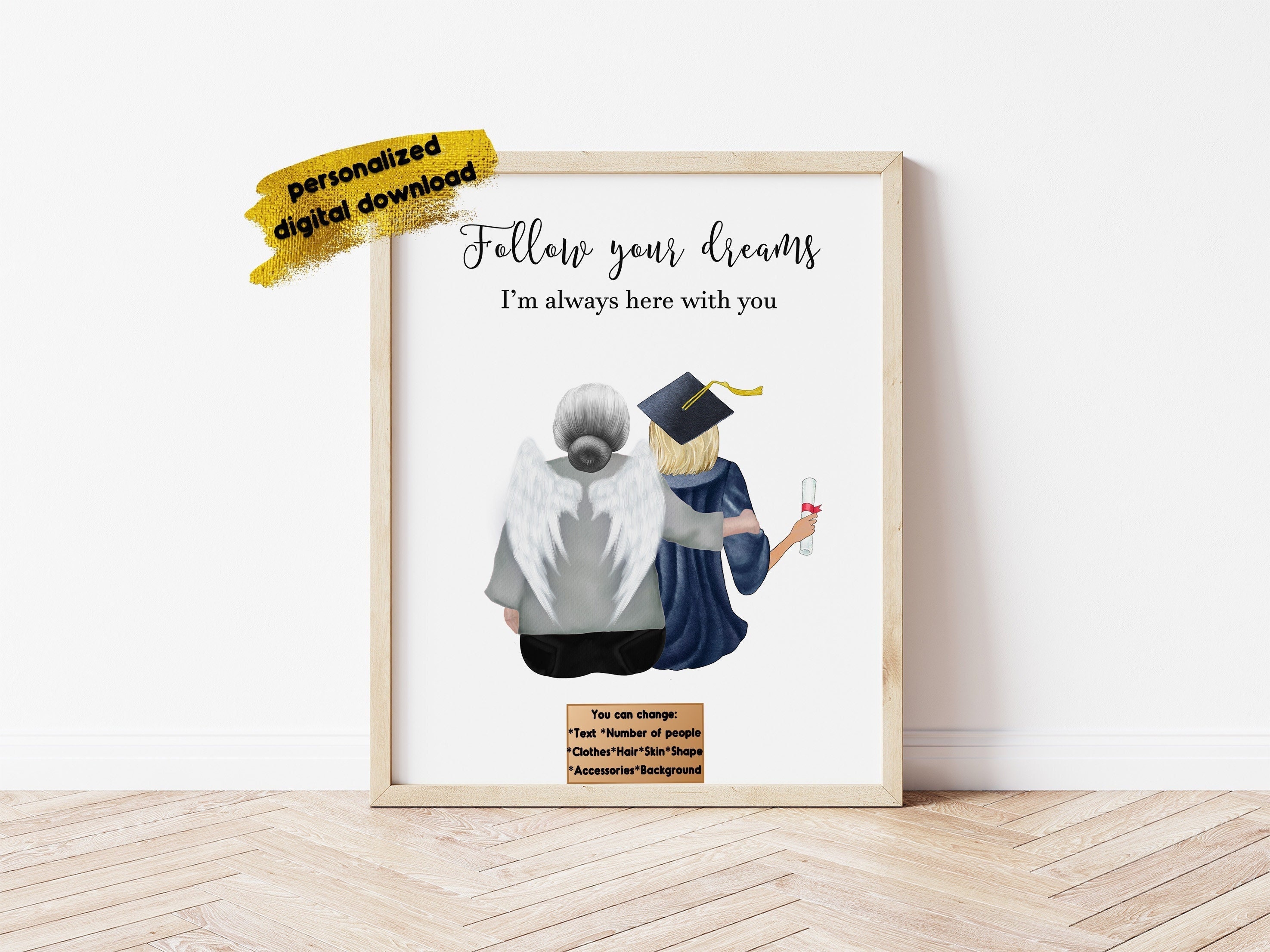 Graduation Memorial Print Grandmother in Heaven Family Etsy