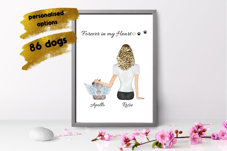 Loss of Pet Gift Dog Passed Away Gift Couple and Dog Print