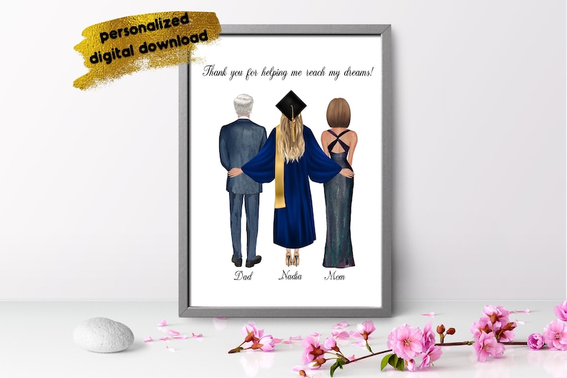 Personalized Family Graduation Gift, Mother daughter graduation, present for parents graduation, Graduation gift for her, Graduation squad image 1