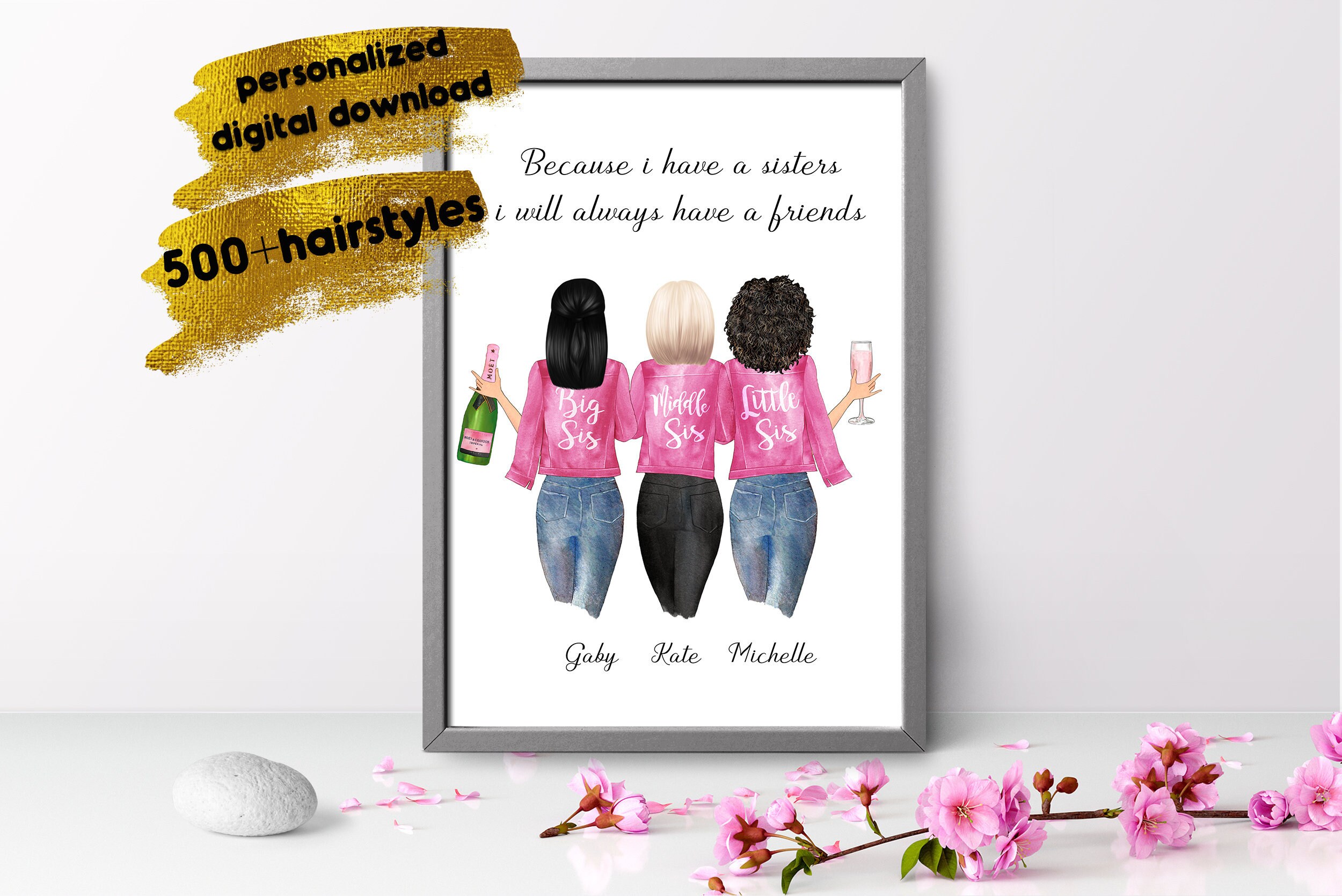 Personalised Sisters gift Big sister Little sister 3 sisters Etsy