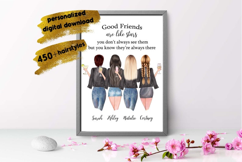 4 Best Friends Print BFF Gift Best Friend Print Coworker - Etsy