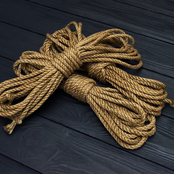 Jute Shibari Rope 26ft 8m x 6 mm bondage, beginners shibari ropes, nature jute ropes, Kinbaku, bdms, bondage, suspension, bondage rope kit