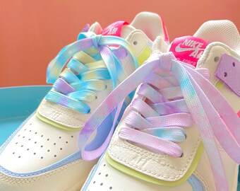 pink and blue shoelaces