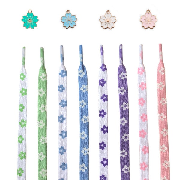 Sakura Shoe Laces, Cherry Blossom Lace, Floral Shoelaces With Sakura Charms