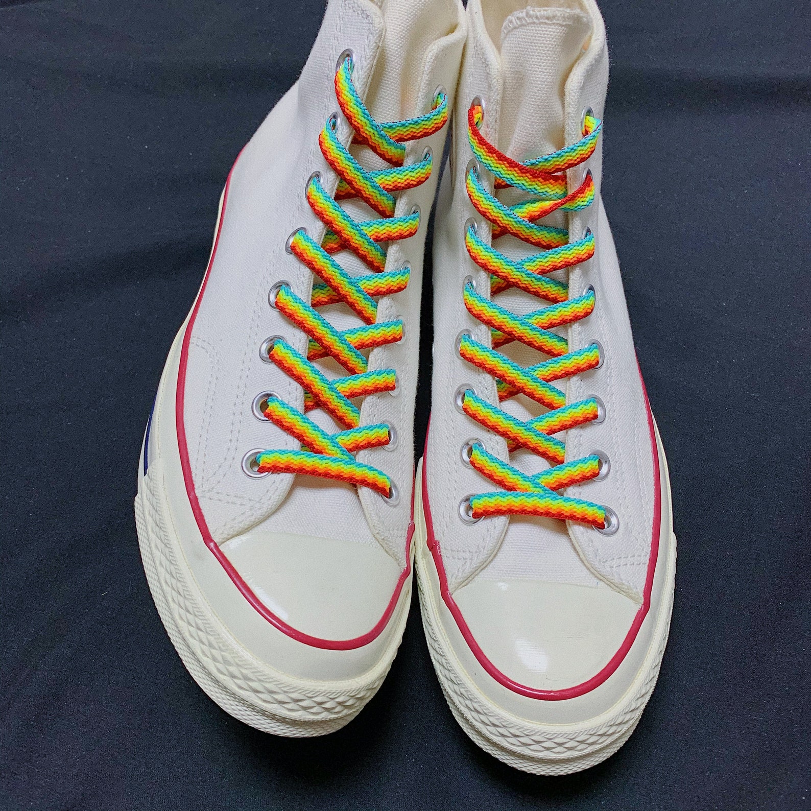 Rainbow Shoelace Waved Shoelaces Green Shoe Strings Purple | Etsy