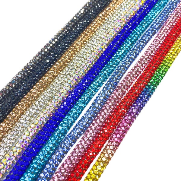 6mm Rhinestone Rope, Crystal Trimming DIY - 11 Colors