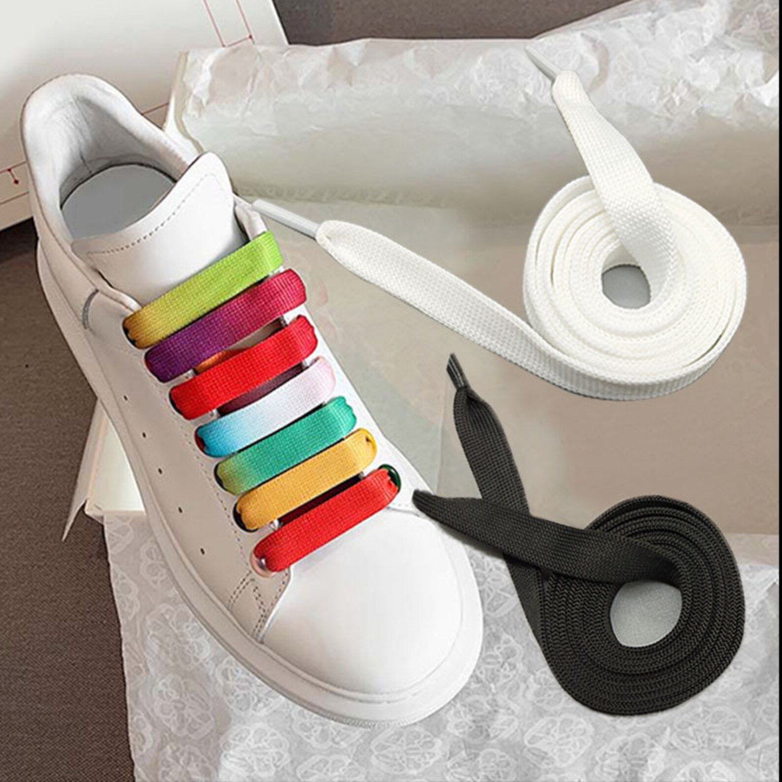 Fat Shoelaces Wide Shoelaces Fat Sneaker Laces Rainbow Etsy