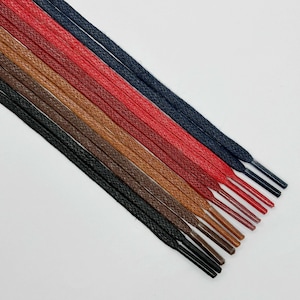Slim Flat Shoelaces Waxed Shoelaces, Hiking Boot Laces, Flat Shoe Laces - ONE PAIR