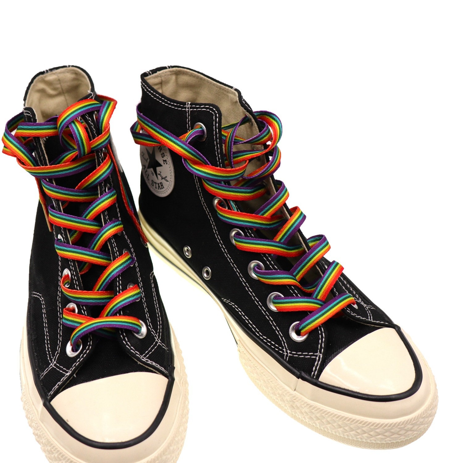 Rainbow Shoelaces Flat Shoe Strings Neon Shoelaces Converse Etsy