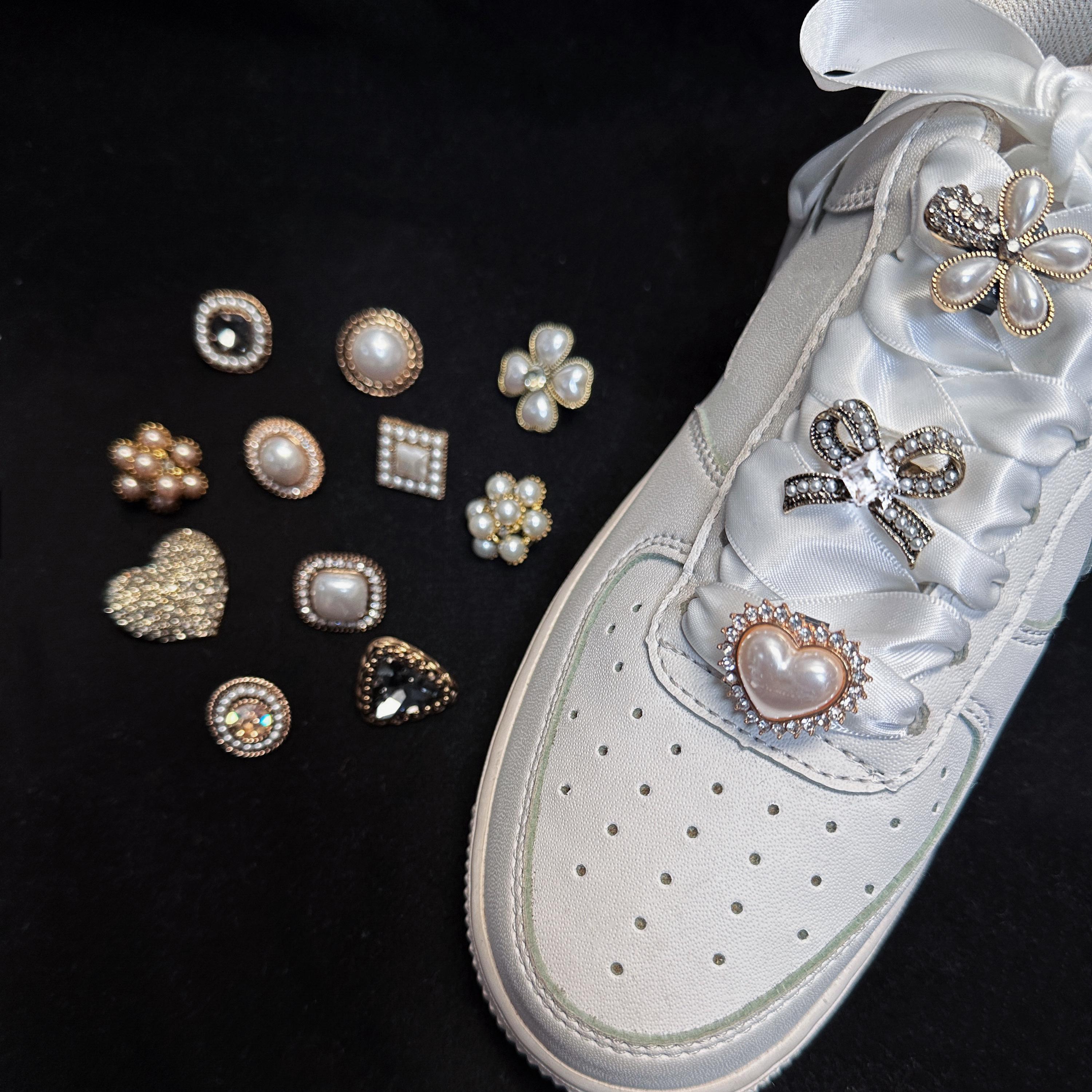 SET【MONDAY EDITION】Teardrop Pearl Flower Shoelace Charms Pearl Flower Shoe Charm Set | Anthropologie