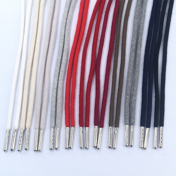 5mm Cotton Hoodie String With Silver Metal Stoppers, 140cm Rope