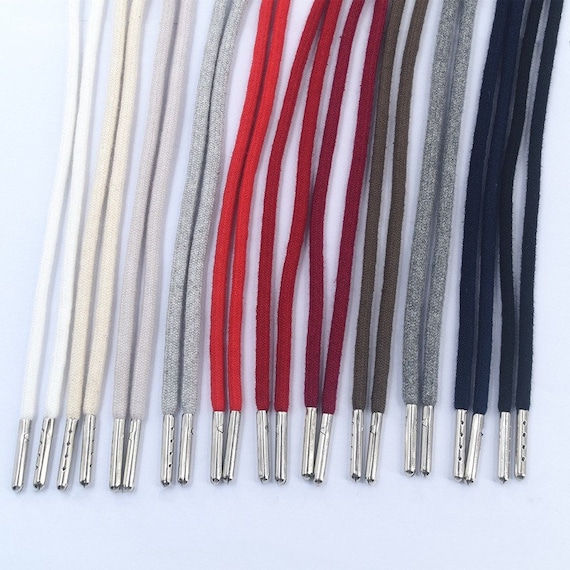 5mm Cotton Hoodie String With Silver Metal Stoppers, 140cm Rope Drawstrings, Hoodie Laces With Free Drawstrings Threader Gift