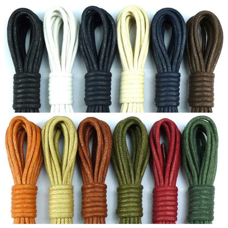 Waxed Shoelaces, Hiking Boot Laces, Rope Shoe Laces, Round Cord Shoelaces, Long Shoelaces - ONE PAIR 