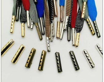 Metal Shoe Aglets, Replacement Aglets , Metal Cord Ends, DIY Shoelace Tips Replacements -  Choice of 4 Colors