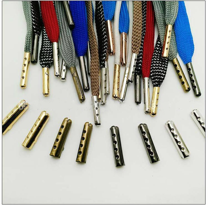 Metal Shoe Aglets, Replacement Aglets , Metal Cord Ends, DIY Shoelace Tips Replacements Choice of 4 Colors image 1