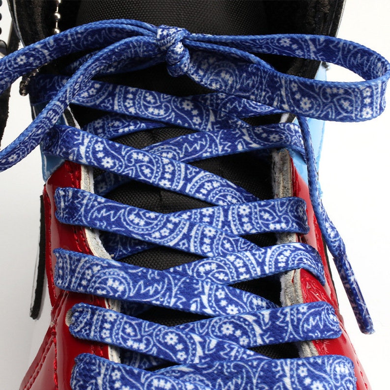 Paisley Shoelaces Cashew Nut Shoe Strings Blue Laces Black Etsy