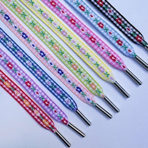 10mm Flower Plaid Shoelaces - 13 Colors