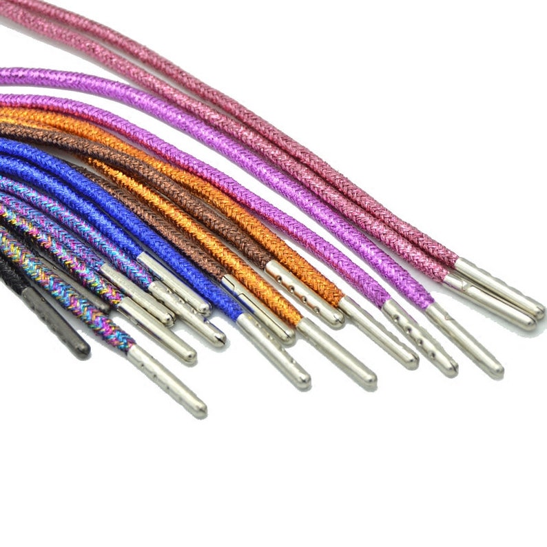 Glitter Metallic Shoelaces With Metal Shoe Aglets Sparkle Etsy