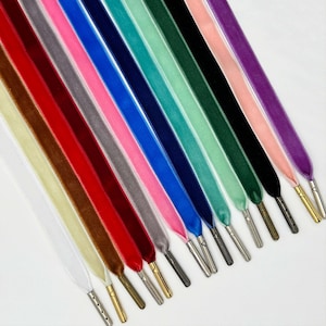 10mm Velvet Shoe Laces With Metal Tips