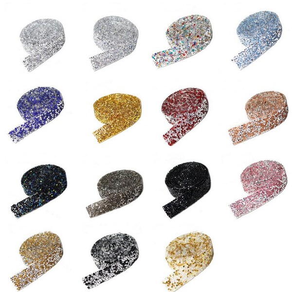 Flat Glitter Rope, Sequins Trimming DIY - 15 Colors