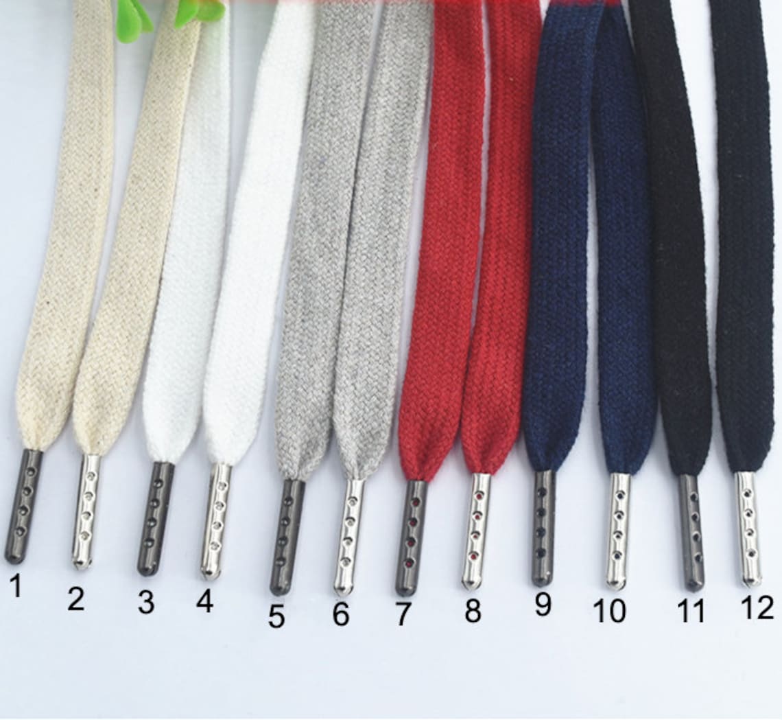 10mm Flat Cotton String With Metal Stoppers, Cotton Drawstrings image 2