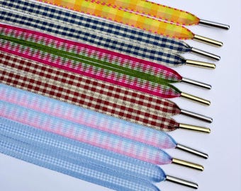 10mm Colourfully Plaid Shoelaces With Metal Ends