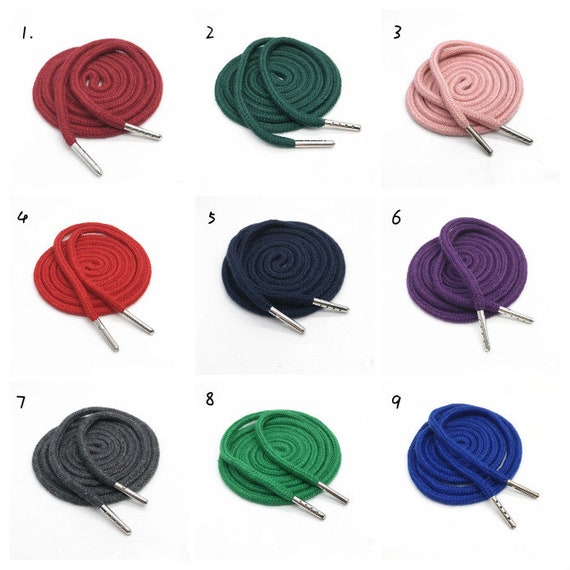 5mm Round Cotton Hoodie String With Metal Tips, Core Strings 