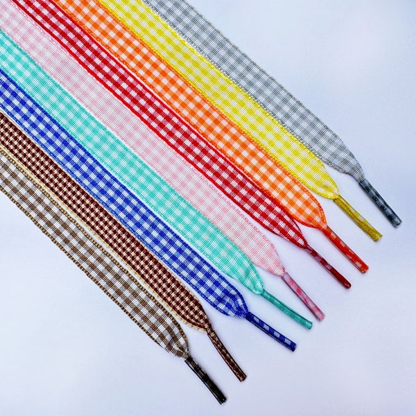 10mm Plaid Shoelaces - One Pair