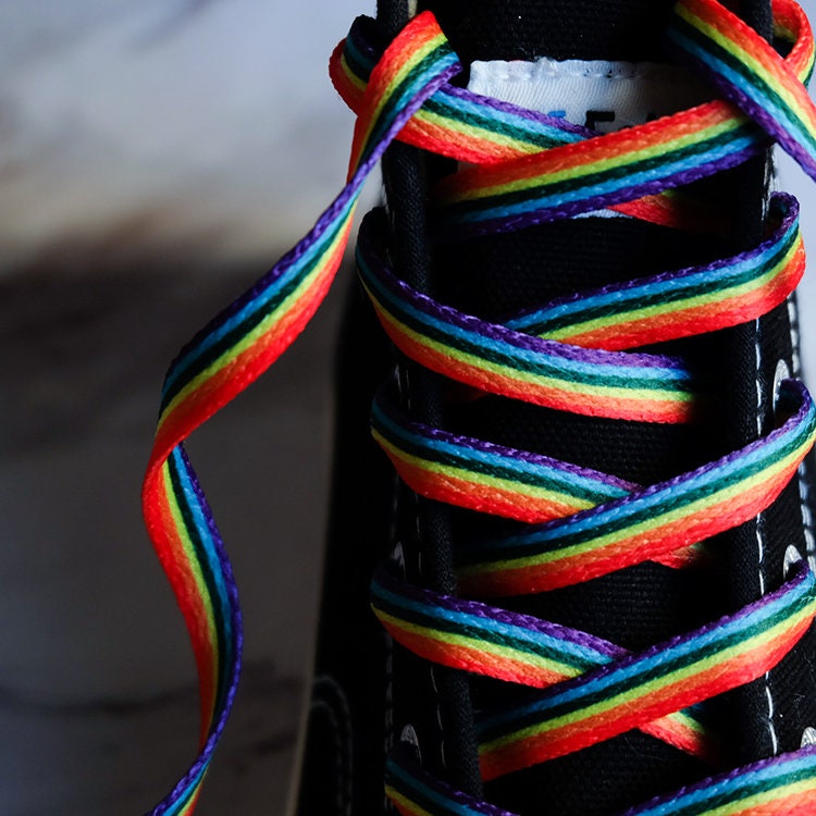Rainbow Shoelaces Flat Shoe Strings Neon Shoelaces Running Etsy UK