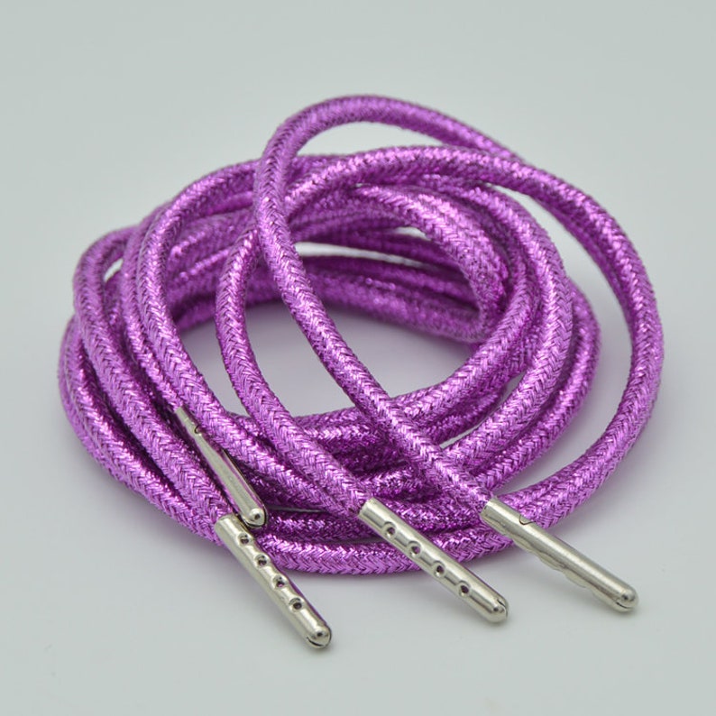 Glitter Metallic Shoelaces With Metal Shoe Aglets Sparkle Etsy