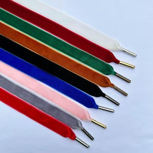 16mm Velvet Shoe Laces With Metal Ends - 9 Colors