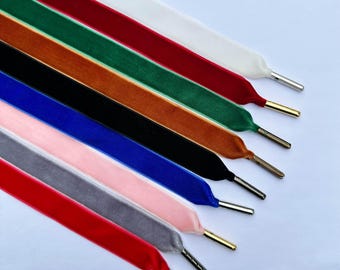 16mm Velvet Shoe Laces With Metal Ends - 9 Colors