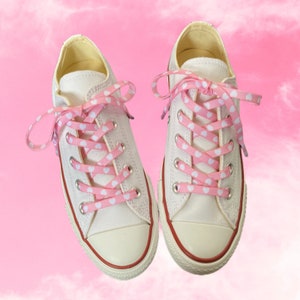 Pink Shoelaces With White Heart - One Pair