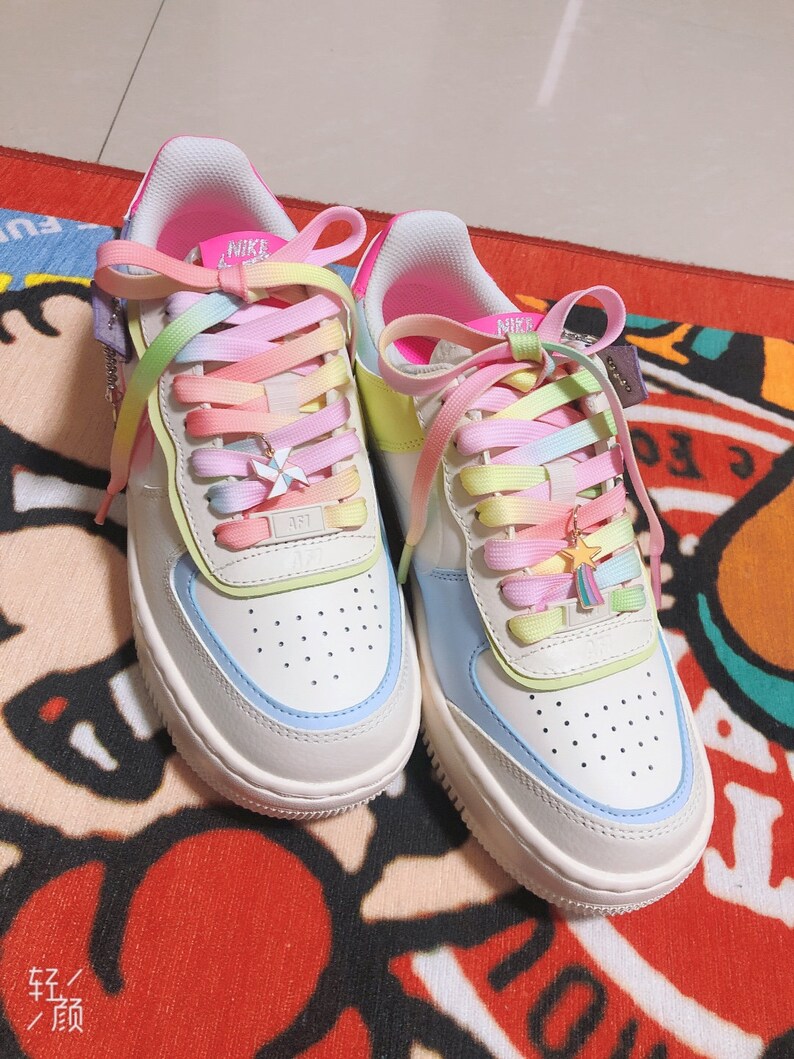 Pink Shoelaces Neon Shoe Laces Macaron Flat Laces Rainbow Etsy