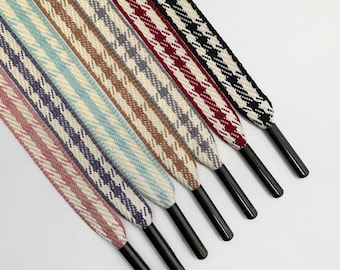 10mm Plaid Shoelaces With Metal Ends