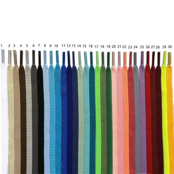 30 Colors Flat Shoelaces, 5/16" Wide Shoelaces - 1 pair