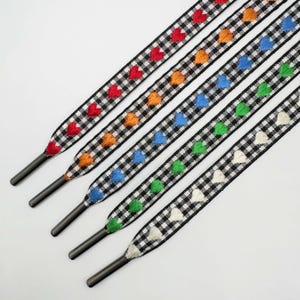 10mm Black Plaid Shoelaces - One Pair