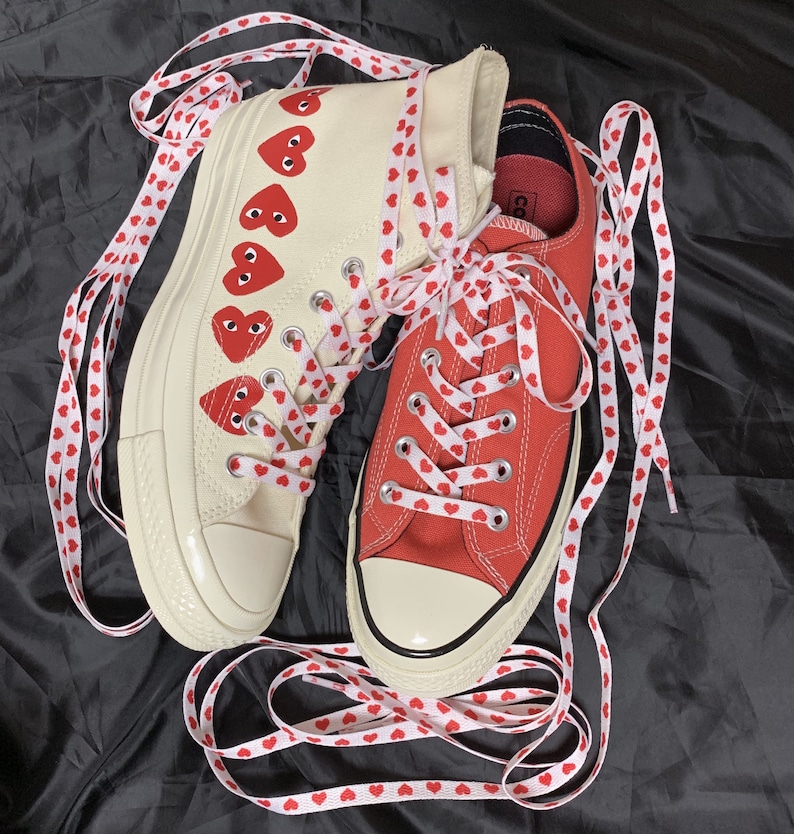red and black flat shoelaces