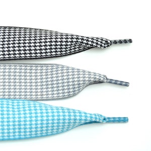 Houndstooth Shoe Lace, Gingham Shoe Strings, Fat Shoelaces 6 Colors image 1
