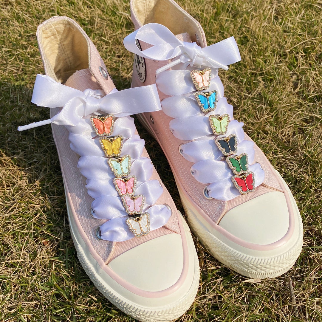 Glitter Butterfly Shoelace Charm, Butterfly Laces Tag 12 Colours Etsy