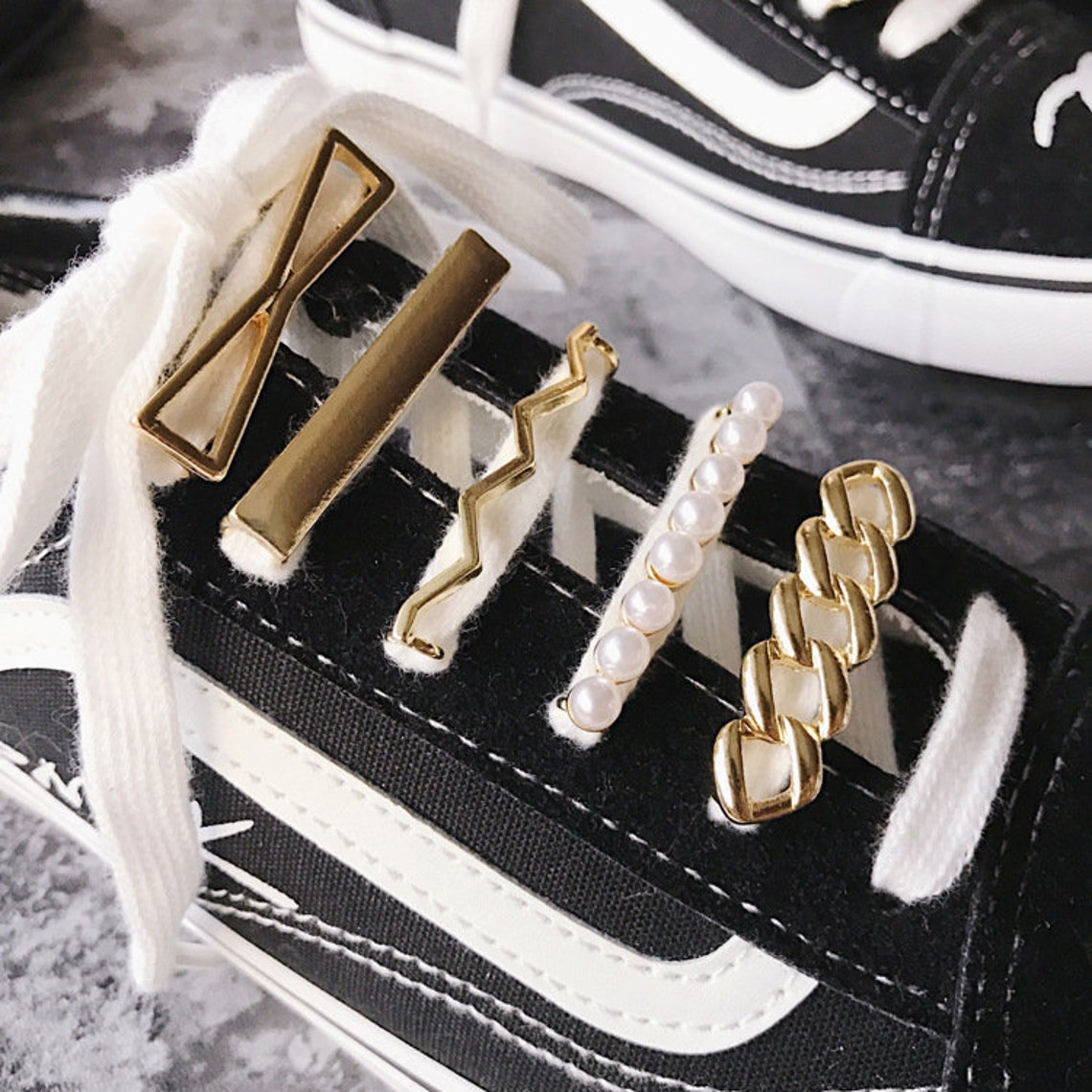 Pearl Shoelaces Charm Crystal Shoelaces Charm Metal Shoes Etsy