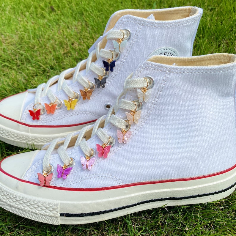 Glitter Butterflies Shoelace Charms Pink Butterflies Laces Etsy